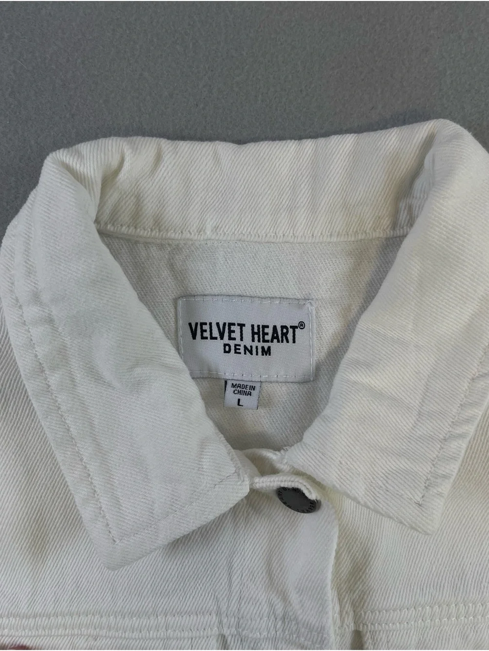 Velvet Heart White Denim Jacket - Picture 4 of 10